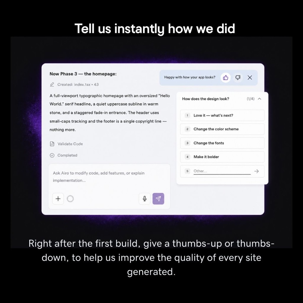Thumbs up and down feedback