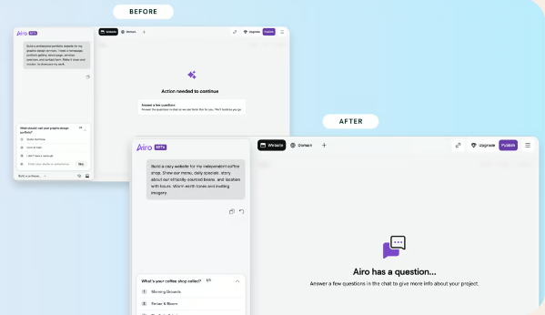 Chat focus before and after: clearer prompt when Airo is waiting for your reply