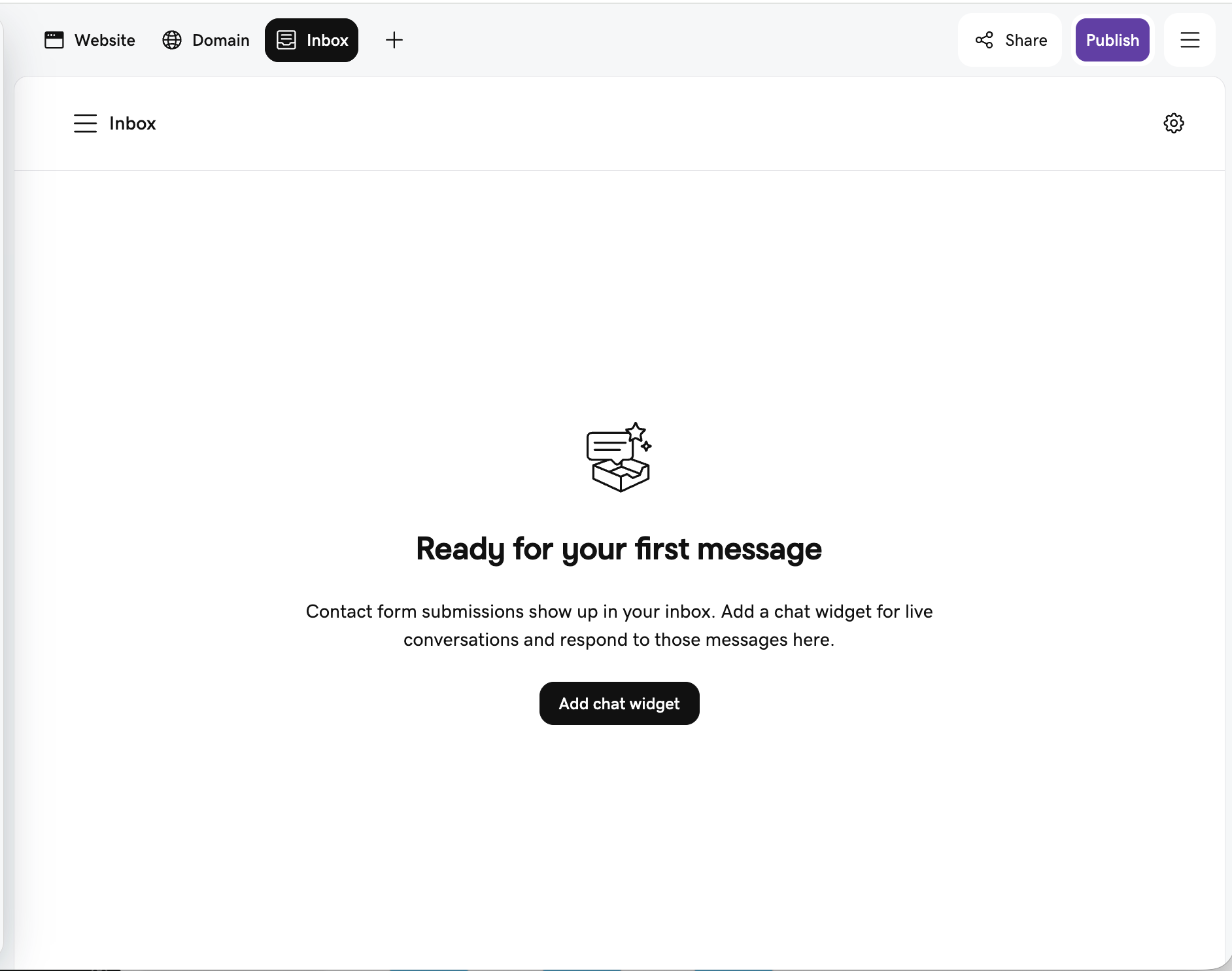 Airo Inbox empty state — ready for your first message