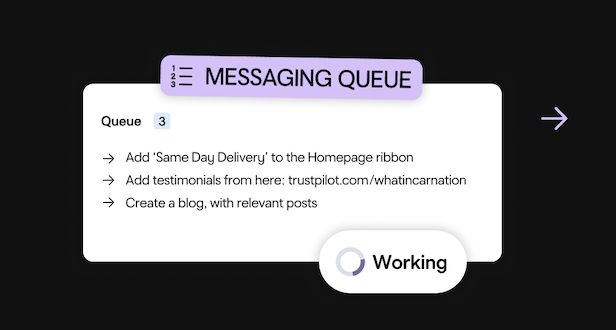 Messaging queue showing stacked instructions in Airo AI Builder